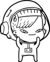 cartoon astronaut woman vector