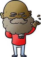 cartoon dismissive man with beard frowning vector