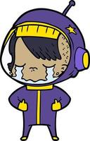 cartoon crying astronaut girl vector