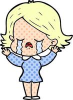 cartoon girl crying vector