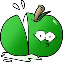 manzana en rodajas de dibujos animados vector