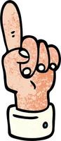 grunge textured illustration cartoon pointing hand vector
