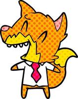 laughing fox in shirt and tie vector