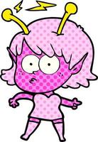 cartoon alien girl vector