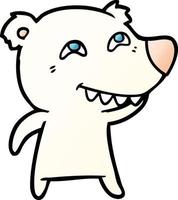 cartoon polar bear showing teeth vector