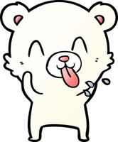 rude cartoon polar bear sticking out tongue vector