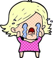 cartoon woman crying vector