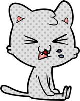 cartoon cat hissing vector