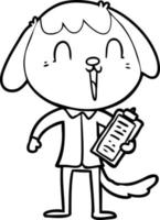lindo perro de dibujos animados con camisa de oficina vector