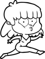 mujer de dibujos animados corriendo vector