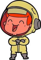 astronauta de dibujos animados feliz vector