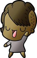 cute cartoon girl with hipster haircut vector