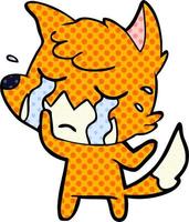 crying fox cartoon vector