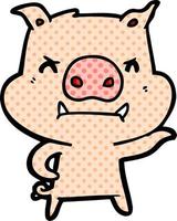 angry cartoon pig vector