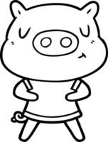 contenido de dibujos animados cerdo vistiendo camiseta vector