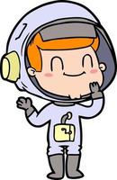 happy cartoon astronaut man vector