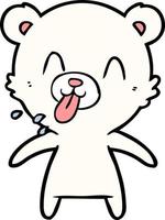 rude cartoon polar bear sticking out tongue vector