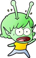 cartoon shocked alien girl vector