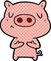 cartoon content pig vector