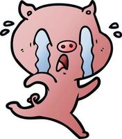 crying pig cartoon vector