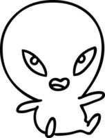 cute line doodle of an alien vector