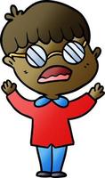 cartoon boy wearing spectacles vector