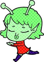 cartoon alien girl vector