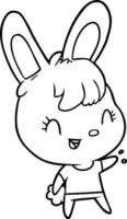 cute line drawing of a rabbit vector