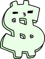 cartoon of a mean looking dollar symbol vector