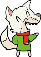 laughing fox wearing winter clothes vector