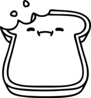 line doodle slice of bread with face vector