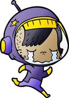 cartoon crying astronaut girl vector