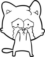 cartoon crying cat vector