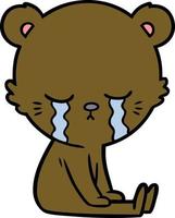 crying cartoon bear vector