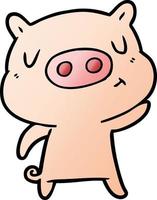 cartoon content pig vector