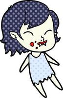 cartoon vampire girl with blood on cheek vector