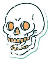 iconic distressed sticker tattoo style image of a skull vector