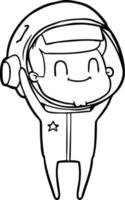 happy cartoon astronaut vector