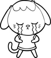 cute puppy crying cartoon vector