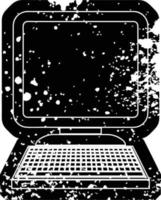 Distressed effect vector icon illustration of a computer