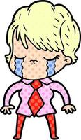 cartoon woman crying vector