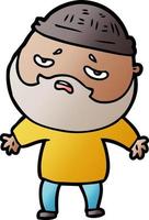 cartoon worried man with beard vector