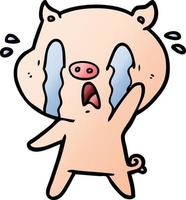 crying pig cartoon vector