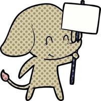 cute cartoon elephant with sign vector