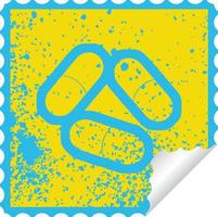 distressed sticker icon illustration of some medical pills vector