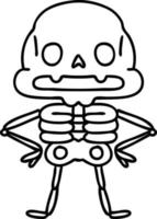 line doodle spooky skeleton of unparalleled confidence vector