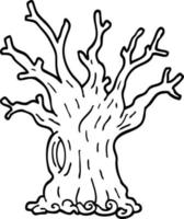 árbol de dibujos animados en blanco y negro vector