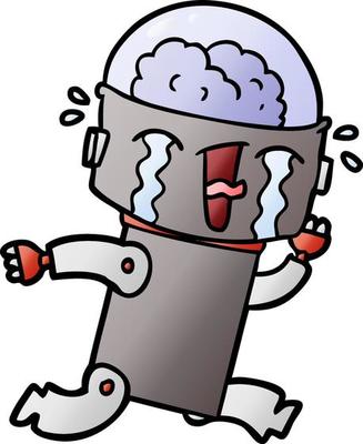cartoon crying robot