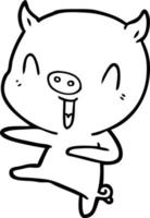 cerdo de dibujos animados bailando vector