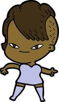 cute cartoon girl with hipster haircut vector